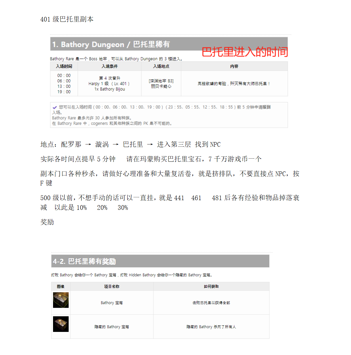 四、401级可入的 巴托里副本